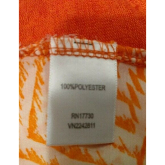 Xhileration Woman Shirt Size L Orange Short Sleeve Geometric Lightweight Sheer - Picture 6 of 7